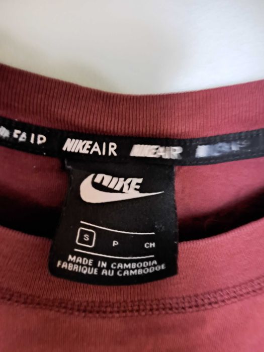 NIKE AIR оригинален топ/тениска с къси ръкави в бордо, като нов