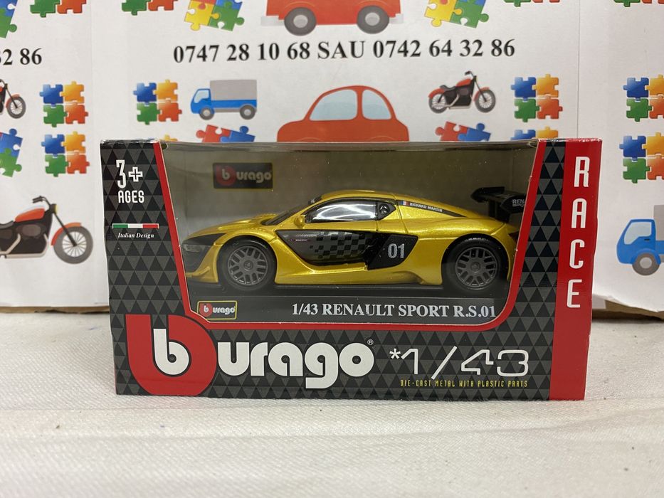 Bburago RENAULT SPORT RS galben machetă auto Rally scara 1:43
