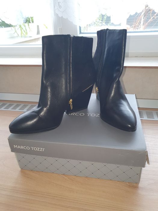 Botine noi din piele Marco Tozzi