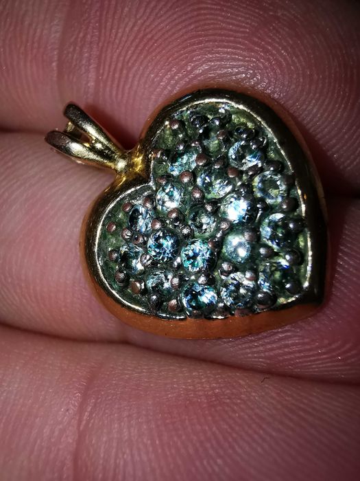 Pandantiv aur 9ct,inima și cubic zirconia