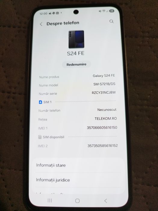 Vând telefon Samsung Galaxy S 24 FE