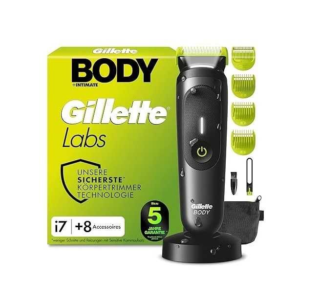 Интимна самобръсначка за тяло Gillette Labs i7 Body тример за интимна зона с технология SkinFirst, водоустойчива