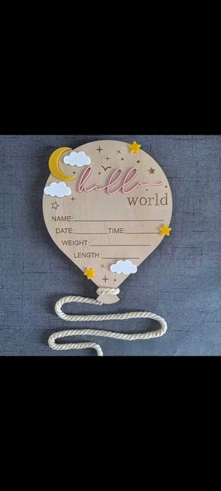 Дървена Табелка различни видове за новородено бебе