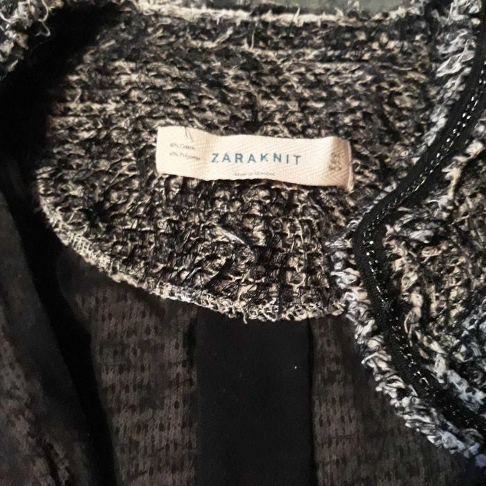 ZARA Жилетка черно/бяла