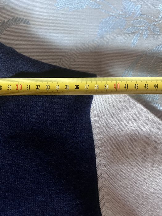 N.S. Cashmere, pulover 100% cașmir, albastru & ivory, cu fermoar