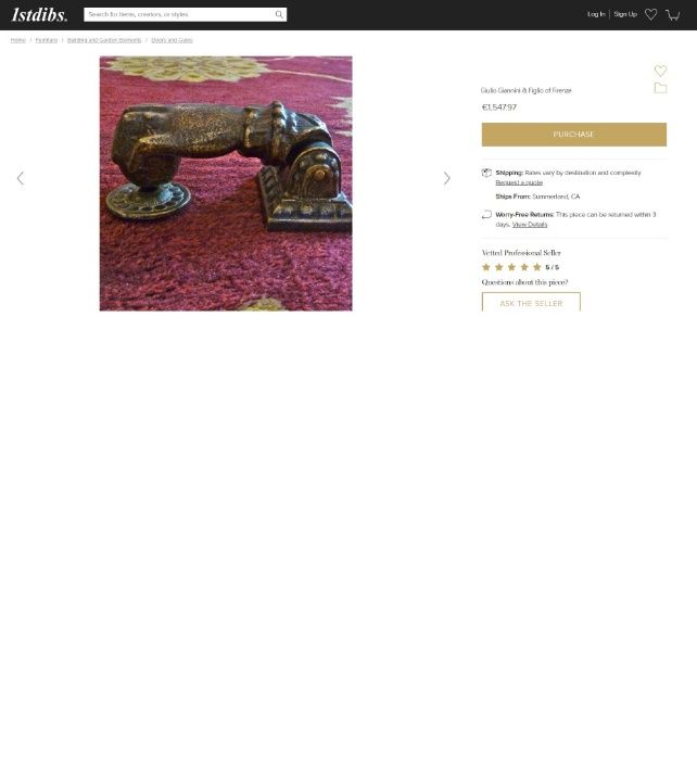 batator poarta metal usa poarta maner din bronz antic Giulio Giannini Florenta Italia