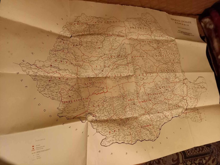 Harta administrativă 1968 Republica Socialistă România