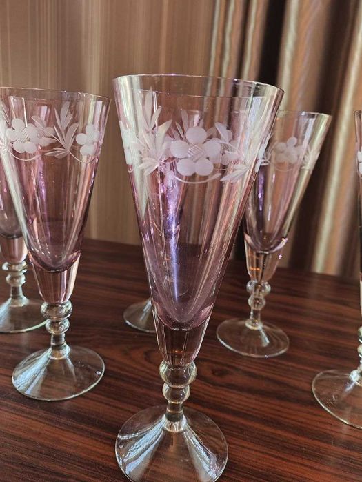 Винтажные фужеры для шампанского «Свадебные»