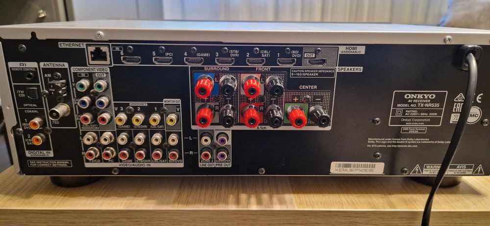 Vând Onkyo TX-NR535 – Amplificator AV 5.2, Wi-Fi, Bluetooth, 4K – stare foarte bună