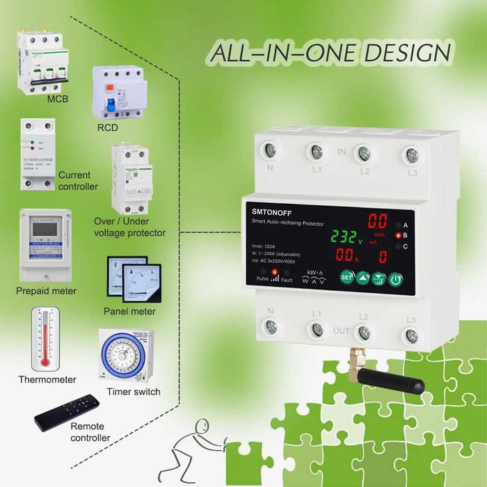 Tuya Wi-Fi 4P 100A трифазен електромер