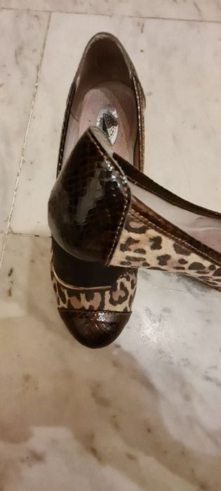 Обувки от естествена кожа ,с животински принт!