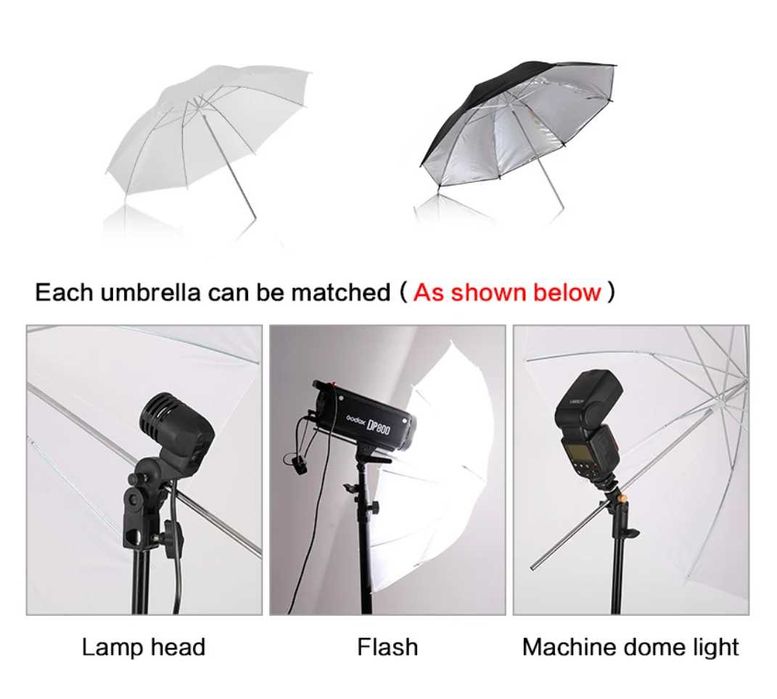 Фото чадър 83 см – бял дифузен или сребрист отражателен