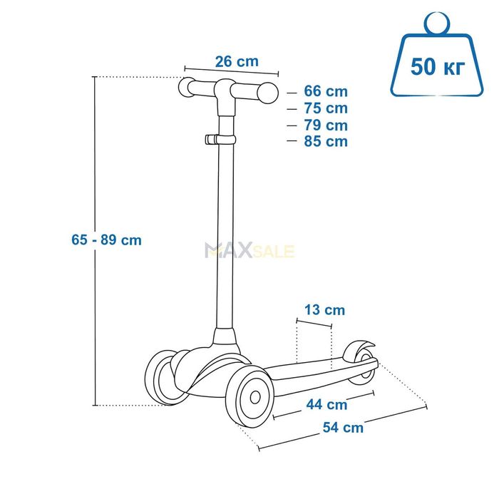 Детска триколка тротинетка синьо / многоцветно с 3 светещи колела