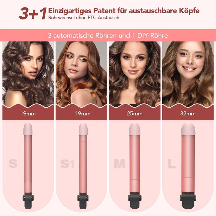 4в1 ВЪРТЯЩА СЕ маша за къдрене от керамичен турмалин, LCD дисплей