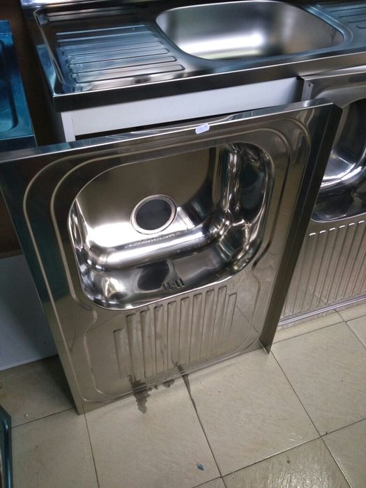 Нова Кухненска мивка бордова 18см дълбока за шкаф кухня 80/60 хром