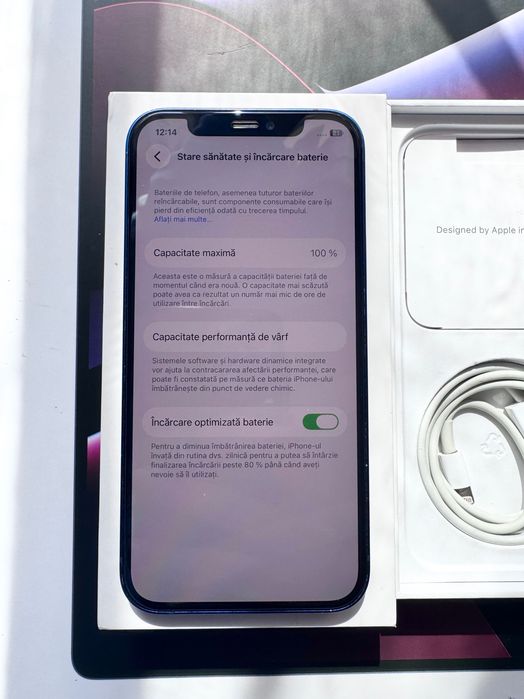 iPhone 12 Blue Ca Nou / 128 Gb / Full box / 100% stare sanatate baterie