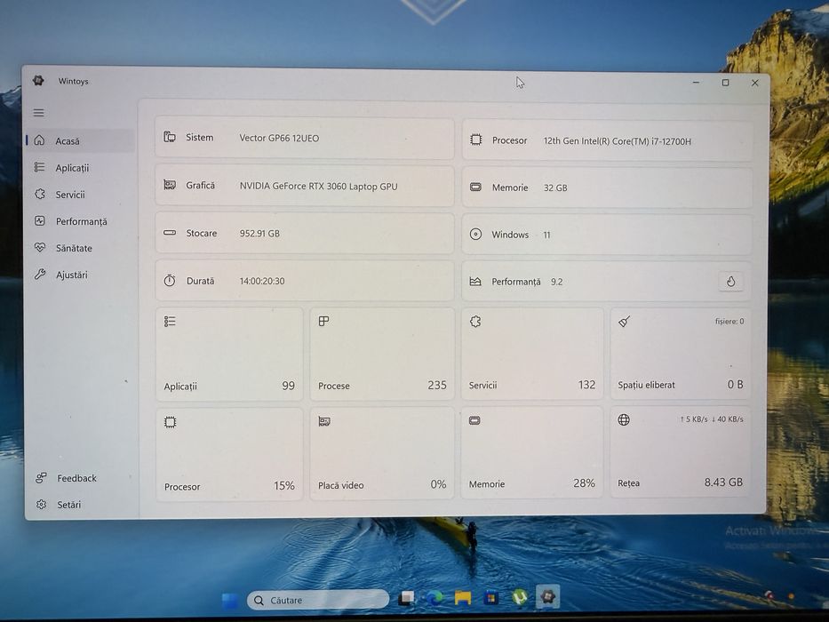 Laptop Gaming MSI  GP66 i7 12700H RTX 3060 32GB 2K 240Hz IMPECABIL