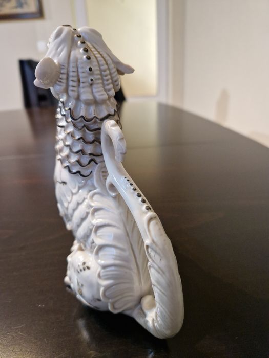 Уникална стара антикварна колекционерска керамична фигура куче лъв Фу