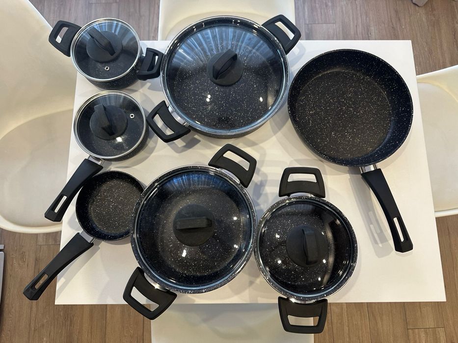 Set oale + tigăi granit antiaderente Karaca , complet, cu capace