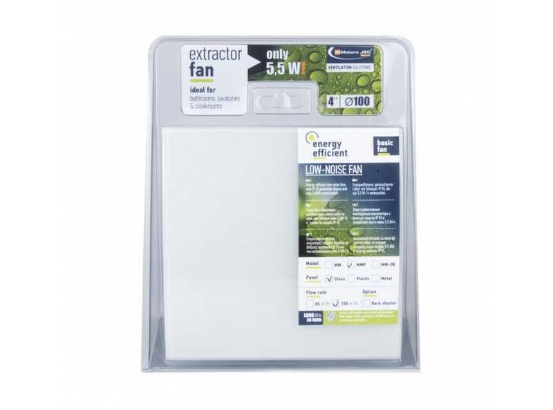 Вентилатор за баня ултра економи дизайнерско стъкло бял мат