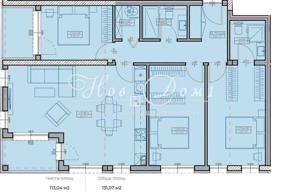 Двустаен апартамент с източно изложение/94 м2./