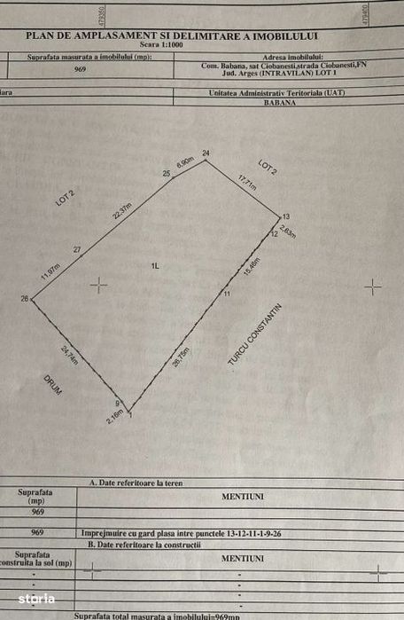 Teren 969 mp intravilan la 10km de Pitesti, langa padure.