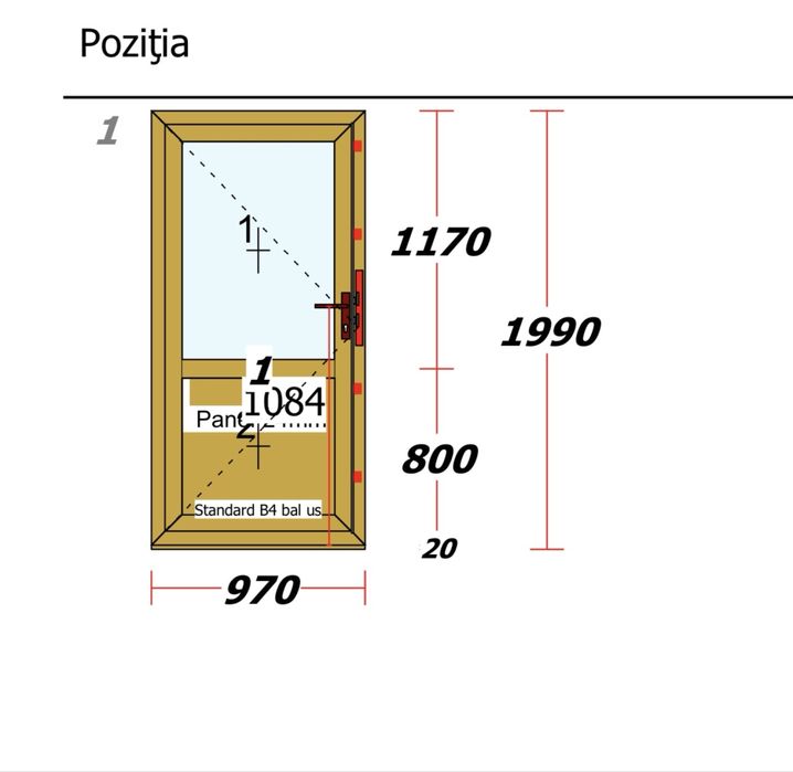 Ușă termopan PVC albă cu toc, foarte bine întreținută