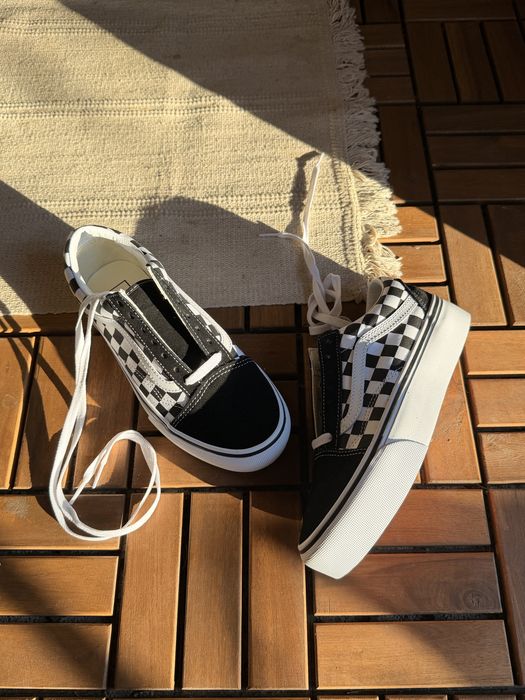 Vans Checkkerboard Old Skool Platform | Ванс кецове/маратонки шахмат черно и бяло