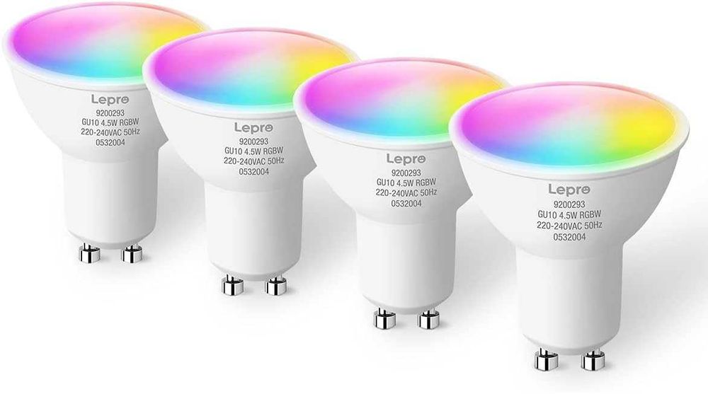 Комплект от 4 броя Смарт WiFi LED крушки Lepro GU10 RGB + Топло  2700K