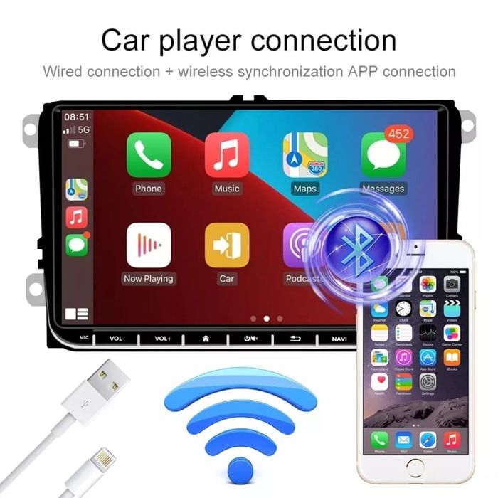 Navigatie android 15, 4GB RAM, golf 5 6 passat polo skoda seat