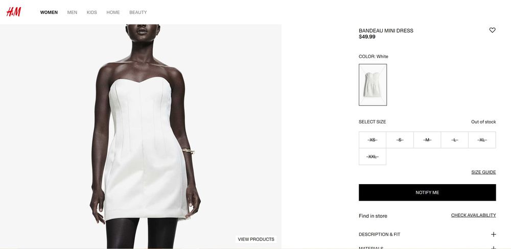 Новое корсетное платье бандо H&M, размер 40 EUR и 42 EUR