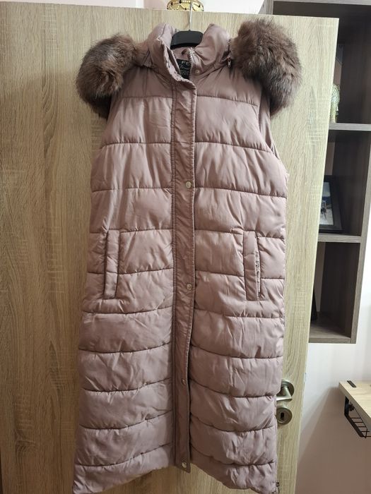 Дамски дълъг розов елек S