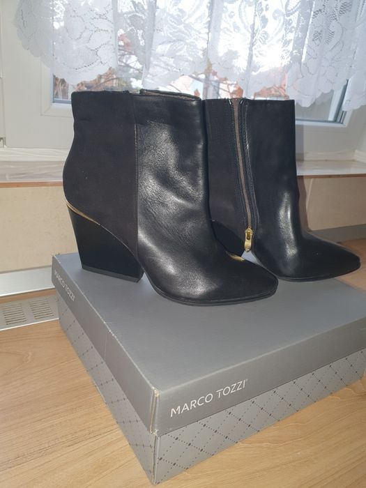 Botine noi din piele Marco Tozzi