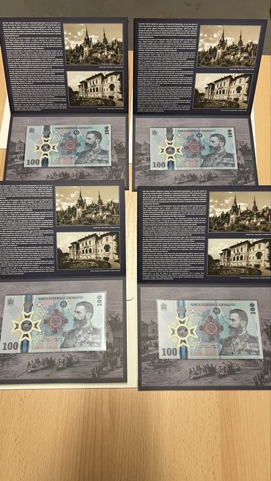 Bancnota 100 lei Carol I #2024 185 ani ,serii consecutive 4 bucati