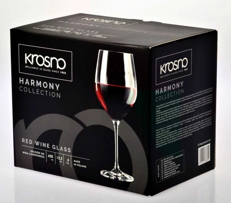 Set 6 pahare vin rosu, sticla, 450ml, "Harmony" - Krosno