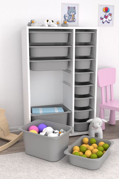 Шкаф за играчки, Етажерка с 14 кошници за съхранение