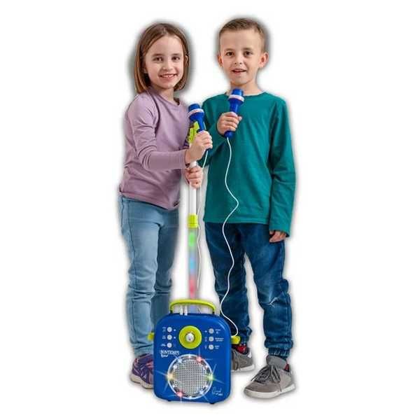 Детско караоке с 2 микрофона, звук, светлини и регулируема стойка