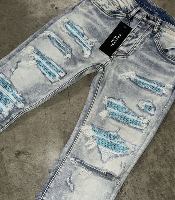 blugi street zone cu pietricele albastre baby blue albastri noi