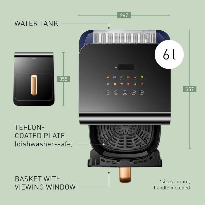 Air Fryer с Пара Panasonic 6L Gentle Steam Двоен нагревател & Прозорец