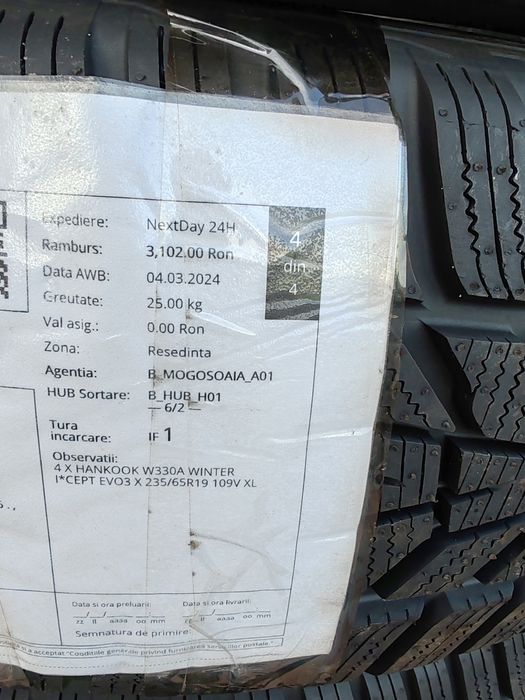 Vând 4 anvelope de iarnă