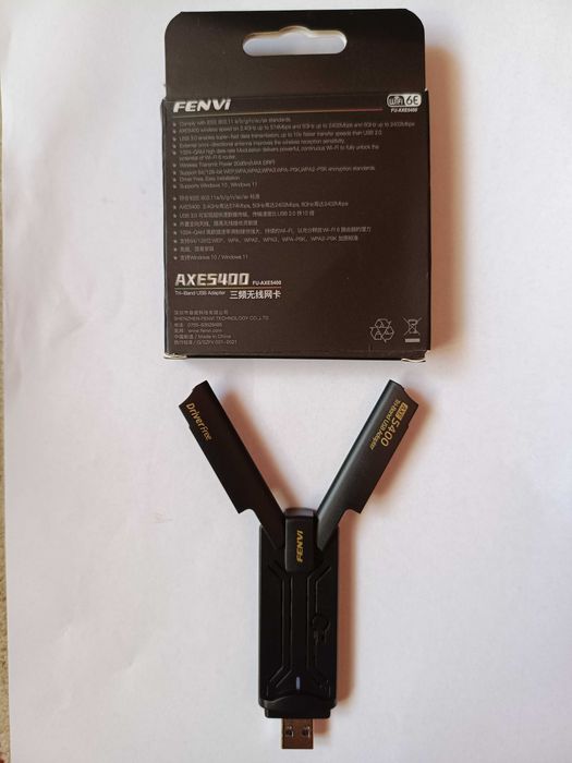 Adaptor Wireless FENVI AX5400 Wi-Fi 6E USB3.0 Tri-Band 2.4/5/6 GHz 5400 MB/s Laptop & PC Win10/11 Driver Free - NOU / SIGILAT