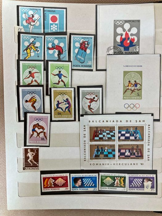 Clasor A4 (10 file) cu timbre romanesti - serii complete, nestampilate