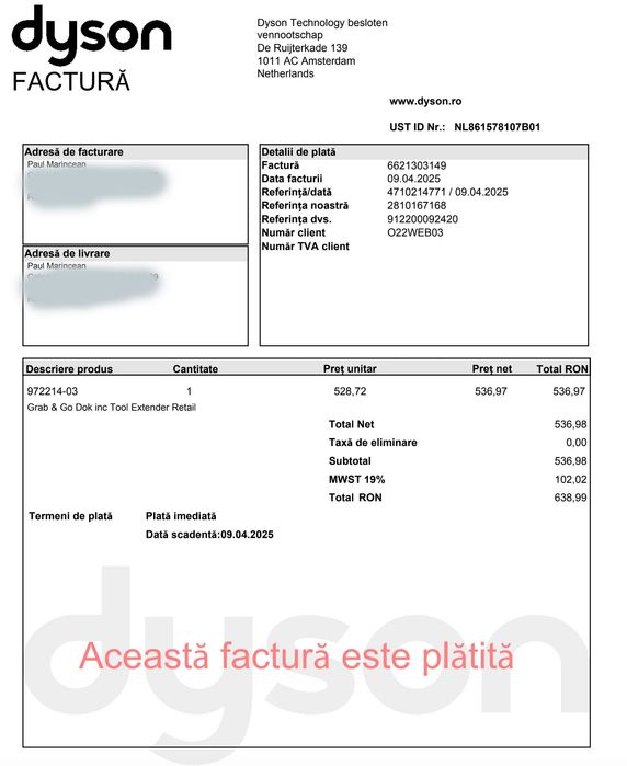 Statie suport podea pentru andocare încărcare aspirator Dyson V11 V15