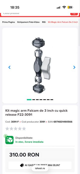 Ventuza falcam + magic arm falcam impecabile