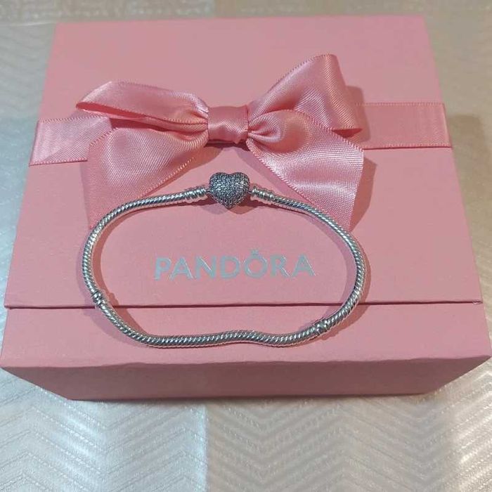 Brățară argint 925 cu lanț clasic și forma inimioara