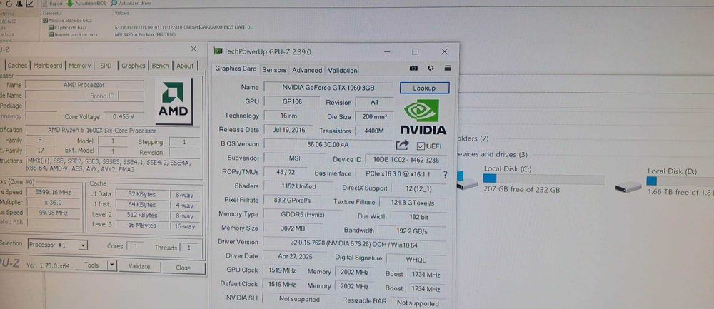 PC Gaming Ryzen 5 1600X/Video GTX 1060/16 GB DDR4/SSD+HDD/GTA5/CS GO,etc