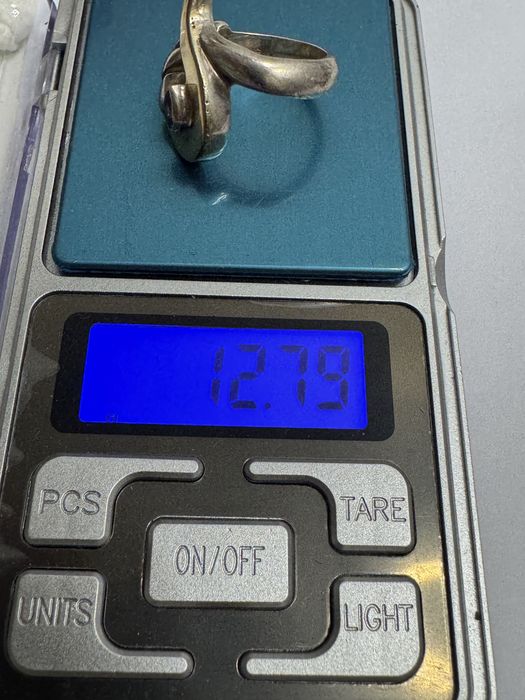 Inel vintage, argint 925, aur si ametist.