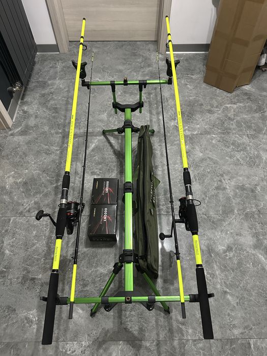 SET 2 Lansete Feeder ROBINHAN BOLENTINO PLUS 3.00 M 100-200g + 2 mulinete ROBINHAN ROVER MONSTER LA 5000 + Rod Pod