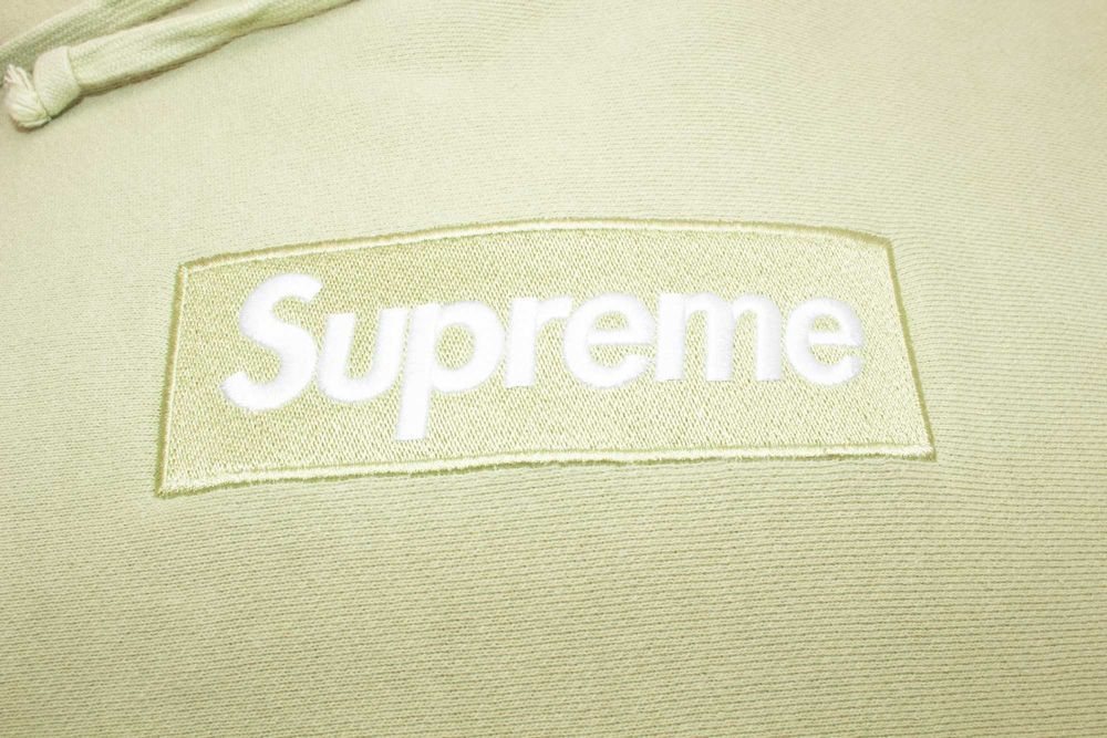 Supreme Box Logo оригинален мъжки суичър зелен sage green худи M