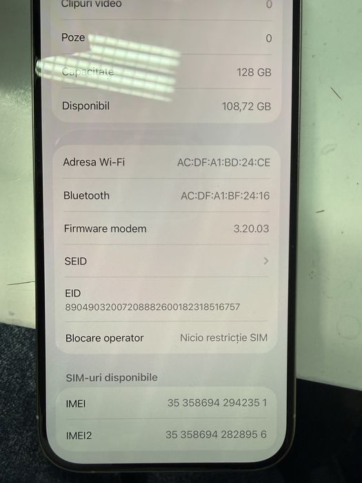 Iphone 15 pro 128 gb  89% bat